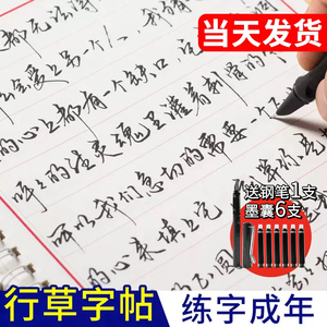 行草钢笔字帖练字专用成人成年男行书硬笔书法本女生行草书练习写字贴速成漂亮字体手写体大学生美工笔草书临