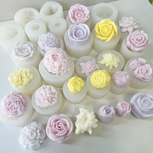 玫瑰花朵花卉香薰蜡烛硅胶模具DIY花瓣扩香石手工皂石膏滴胶磨具