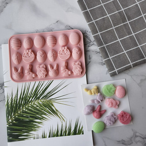 硅胶18连复活节蛋兔子巧克力模雪糕果冻布丁肥皂蛋糕模具烘焙工具