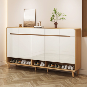 北欧实木鞋柜大容量多功能玄关柜2021新款门厅柜现代简约烤漆鞋橱