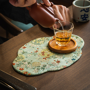 织锦干泡茶席杯垫新中式双面禅意茶桌布垫茶杯隔热茶垫布茶道配件