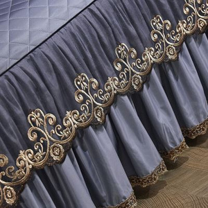 纯色夹棉床裙单件欧式加厚床垫套防滑床罩15m18米2双人床单床笠