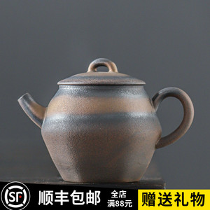 宏尚日式古朴小号茶壶家用粗陶复古泡茶器陶瓷功夫茶具手把单壶