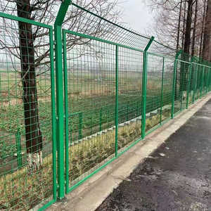 边框护栏网双边丝护栏铁路公路场地圈地车间隔离防护桃型立柱围网