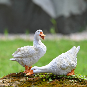 树脂仿真小白鸭摆件花园盆景假山水池水缸装饰造景创意鸭子摆设