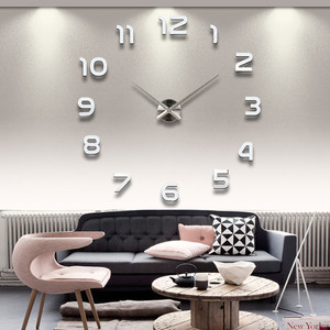 北欧现代创意个性简约客厅家用电机芯亚克力diy挂钟立体墙贴钟表