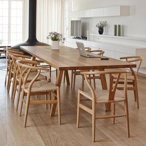 北欧大型会议桌长方形办公桌复古长条餐桌原木泡茶桌简约培训桌