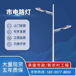 市电路灯led路灯单双臂户外路灯8米高杆道路灯220V太阳能路灯6米.