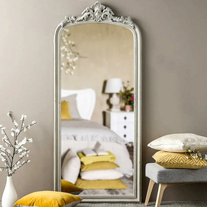欧式复古全身镜雕花美式落地镜仿古白色家用壁挂穿衣镜靠墙卧室镜