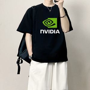英伟达NVIDIA RTX衣服短袖圆领t恤衫夏季黑白色二次元动漫