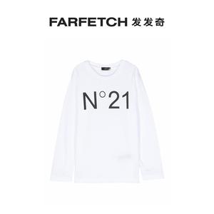 Nº21童装logo印花长袖T恤FARFETCH发发奇