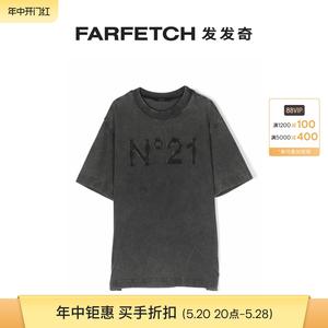[Final Sale]Nº21童装logo贴花水洗T恤FARFETCH发发奇