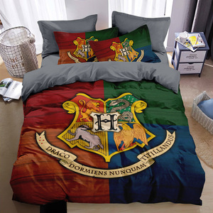哈利波特纯棉三四件套霍格沃茨魔法学校校徽标志斯莱特林被套床单
