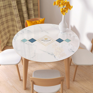 北欧半透明软玻璃圆桌垫2022新款桌布防水防油免洗轻奢高级感桌垫