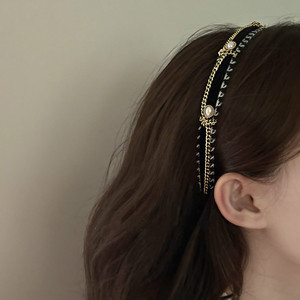 2023韩版女式新款流苏发窟发箍珍珠发箍手工高级精致复古头箍发饰