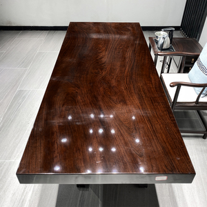 黑檀实木大板茶桌原木红木办公会议桌椅套装茶台板吧台古典新中式