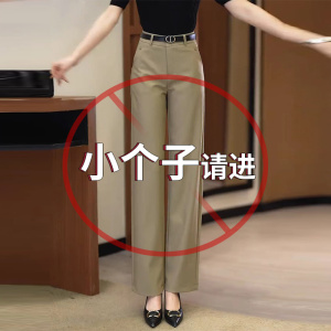 高腰垂顺阔腿裤女夏季2024新款小个子时尚宽松女裤窄版直筒西装裤
