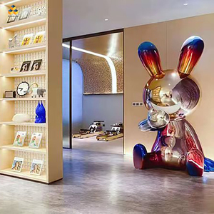 现代玻璃钢卡通兔子动物雕塑酒店会所大堂软装饰别墅美陈摆件定制