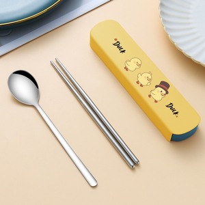 便携式筷子勺子三件套装小学生上学专用儿童外带叉收纳盒单一人用