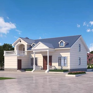 一二层半农村自建房别墅设计图纸网红新中式小洋房2024新款效果图