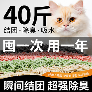猫砂豆腐砂除臭无尘40斤去味结团20公斤包邮大袋装猫舍猫咪用品