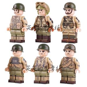 二战军事人仔美军英军积木武器军官战争步兵盔甲拼装兼容乐高玩具