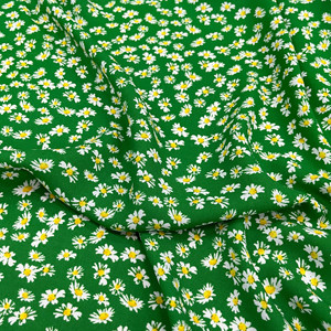 夏季薄款翠绿色底小碎花麻纱印花化纤面料垂感抗皱连衣裙衬衫布料