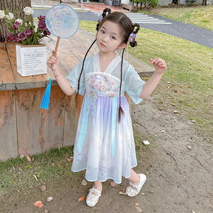 女童连衣裙夏季一两三岁女孩宝宝夏装儿童公主裙子短袖刺绣汉服潮