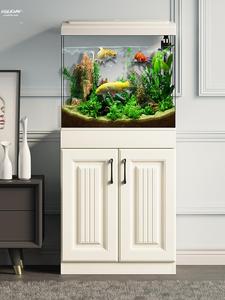 。鱼缸带柜子一体鱼缸柜子一体水族箱2023新款鱼缸客厅中小型鱼柜