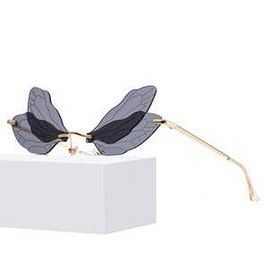 新款蜻蜓太阳镜 时尚潮流遮阳镜男女金属无框墨镜欧美搞怪眼镜227