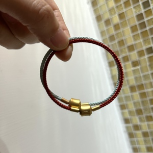 适用于周大福细版手链3D黄金转运珠手绳DIY钢丝绳皮绳红绳3.1mm