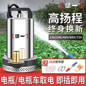 直流潜水泵12V抽水机24V/48V/60V电瓶车电动车小型农用灌溉抽水泵