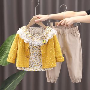 童泰官方正品童装女童春款套装新款韩版小童洋气1-3岁5女宝宝毛衣