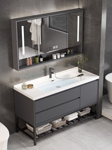 惠达实木浴室柜陶瓷一体盆卫生间智能组合镜柜洗脸洗手池洗漱台