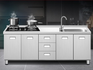 304不锈钢橱柜定制整体灶台一体定做家用厨房水槽洗菜盆成品定制