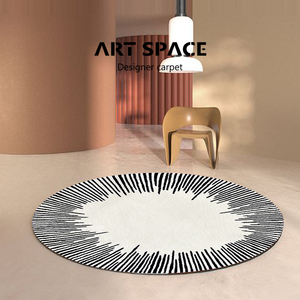 意式极简进口羊毛圆形地毯现代黑白客厅卧室床边毯设计师转椅垫