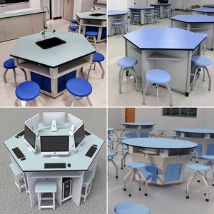六边形电脑桌科学实验桌探究桌微机教室桌椅铝架六角桌八边形桌子