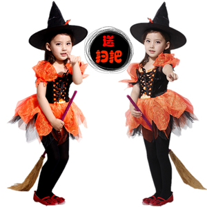 万圣节cosplay服装女童巫婆演出服儿童女巫套装魔法师巫师表演服