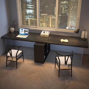 实木书桌电脑桌工作台桌卧室悬浮长方形办公桌简约家用学习设计师