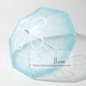 【㊣现货】日本月亮水母水族馆半透明晴雨伞造型伞塑料长柄伞蓝色