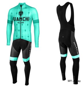 2021年新款Bianchi 比安奇公路车秋冬款长袖骑行服背带长裤男女款