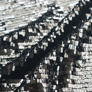 亮片布料 加密黑色长方形吊片 黑晶片挂片网纱底布手工diy布料