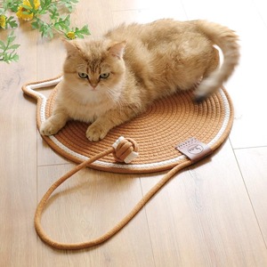 棉麻编织宠物地垫猫狗垫子睡觉用猫抓板耐磨猫咪自嗨玩具球猫趴垫