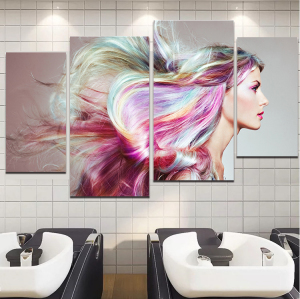 美发店装饰挂画发廊网红发型海报图片墙面理发店创意宣传背景壁画