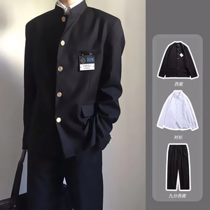 dk制服全套中山装男初中高中生热血高校服潮流jk西服外套西装班服