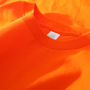 二本针 250g活力橘红色重磅长袖T恤桔色橙色男女纯棉内搭打底上衣