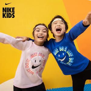 Nike/耐克童装2024春秋新款男童女童纯棉休闲上衣儿童长袖T恤