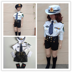 儿童海军风服装贝雷帽水兵服六一演女童海军风服装万圣节女兵cos