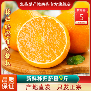 新鲜秭归脐橙9斤橙子新鲜10斤大果当季水果手剥果冻整箱橙子现发