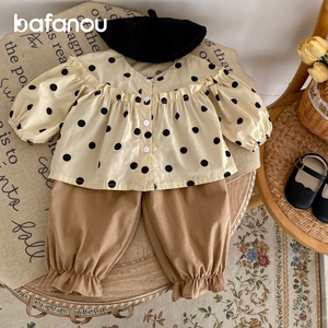 巴梵欧八个月宝宝春季套装分体外出服婴儿长袖上衣两件套韩版新款